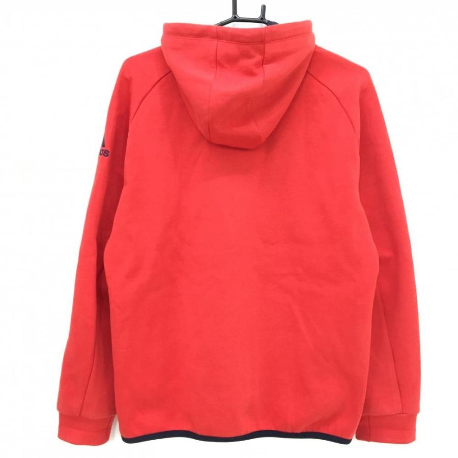 adidas（アディダス） ジップパーカー レッド×ネイビー 腹部ポケット