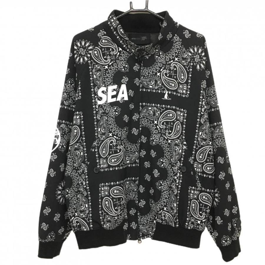【美品】エフアールツー×ウィンダンシー ジャケットブルゾン 黒×白 総柄 ペイズリー メンズ L ゴルフウェア #FR2 GOLF 美品】エフアールツー×ウィンダンシー ジャケットブルゾン 黒×白 総柄