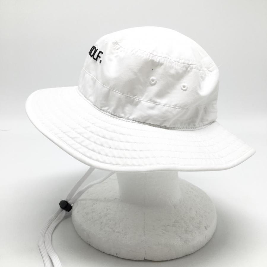 美品】エフアールツー ハット 白×黒 立体ロゴ あご紐付 F ゴルフウェア
