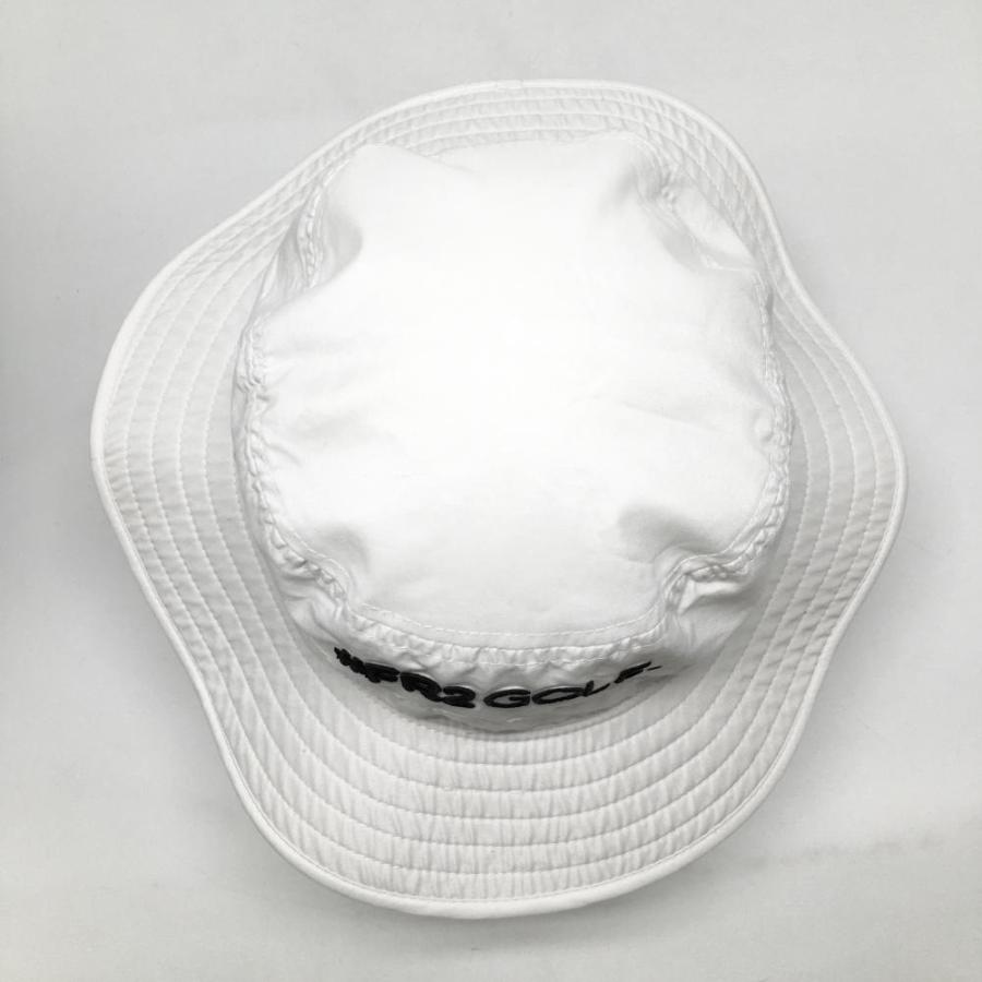 美品】エフアールツー ハット 白×黒 立体ロゴ あご紐付 F ゴルフウェア