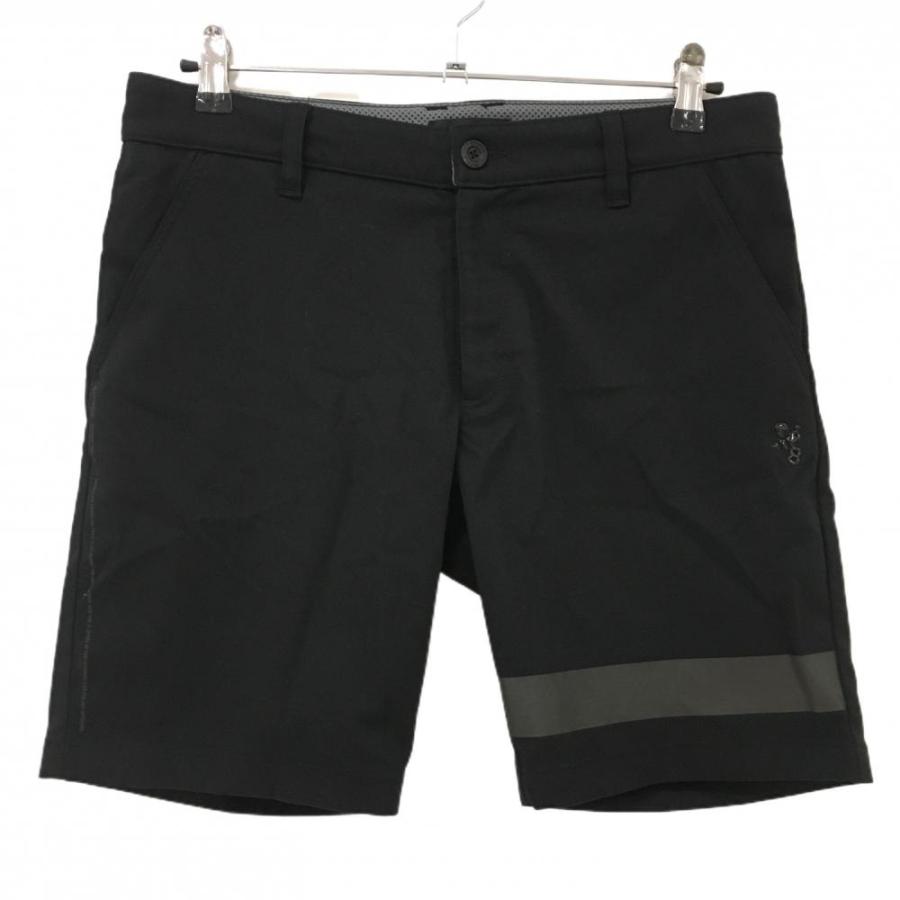 超美品】ハチヤーズ ハーフパンツ 黒 前裾ライン ストレッチ メンズ M