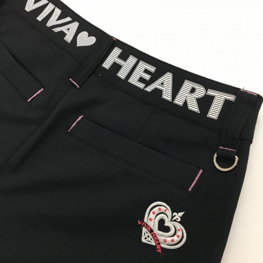 VIVA HEART（ビバハート） 七分丈パンツ 黒 細ストライプ ロゴ白