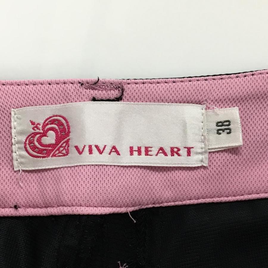 VIVA HEART（ビバハート） 七分丈パンツ 黒 細ストライプ ロゴ白