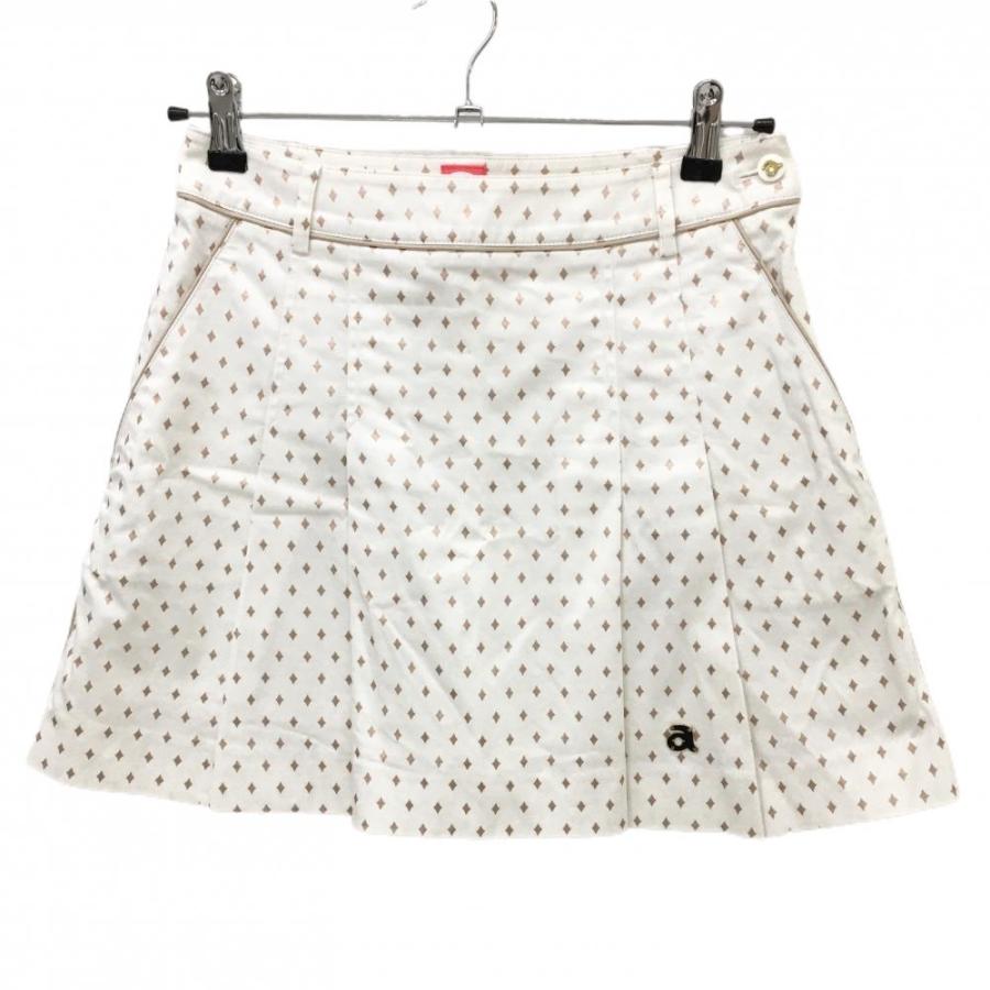 【超美品】アルチビオ スカート 白×ゴールド ダイヤ柄 内側インナーパンツ レディース 38(M) ゴルフウェア archivio archivio（アルチビオ） 【超美品】アルチビオ スカート 白×ゴールド