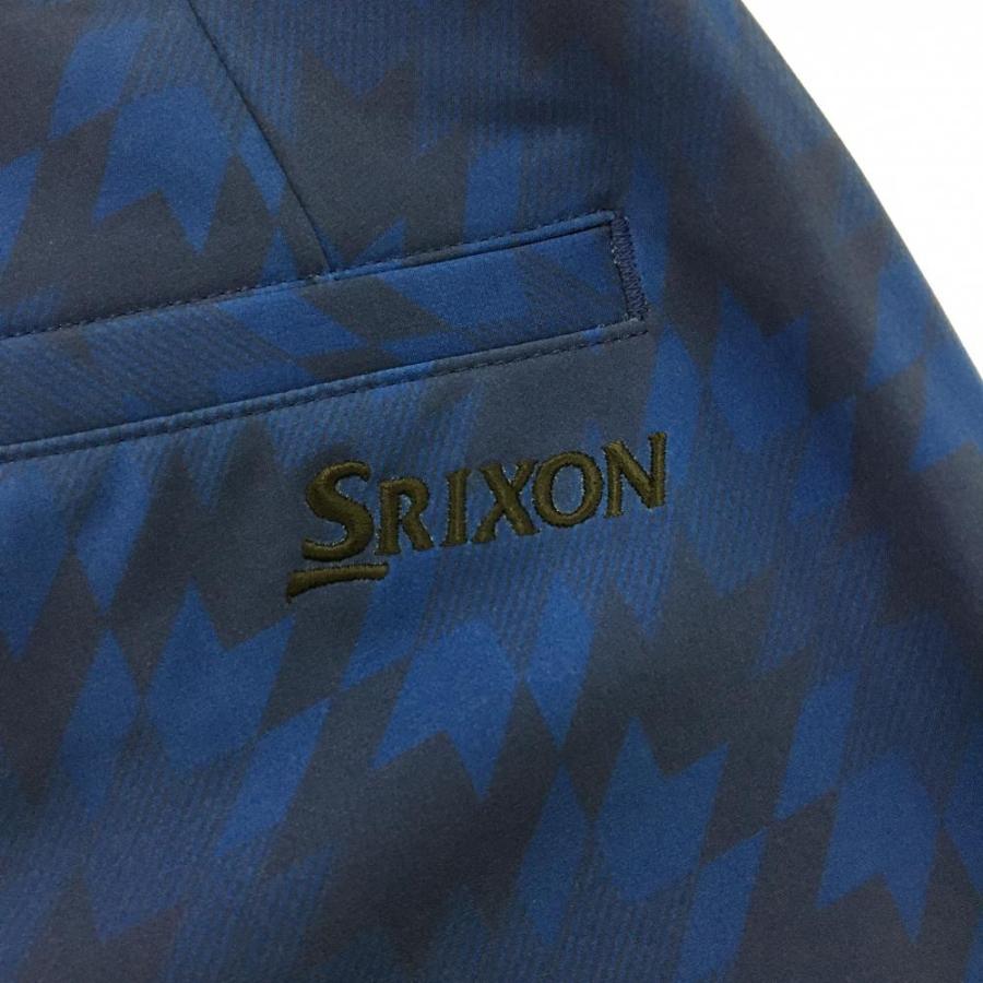 未使用タグ付き デサントゴルフ 千鳥格子柄 パンツ ロゴワッペン 中綿 M SRIXON 【未使用品】スリクソンバイデサント パンツ ブルー×ネイビー