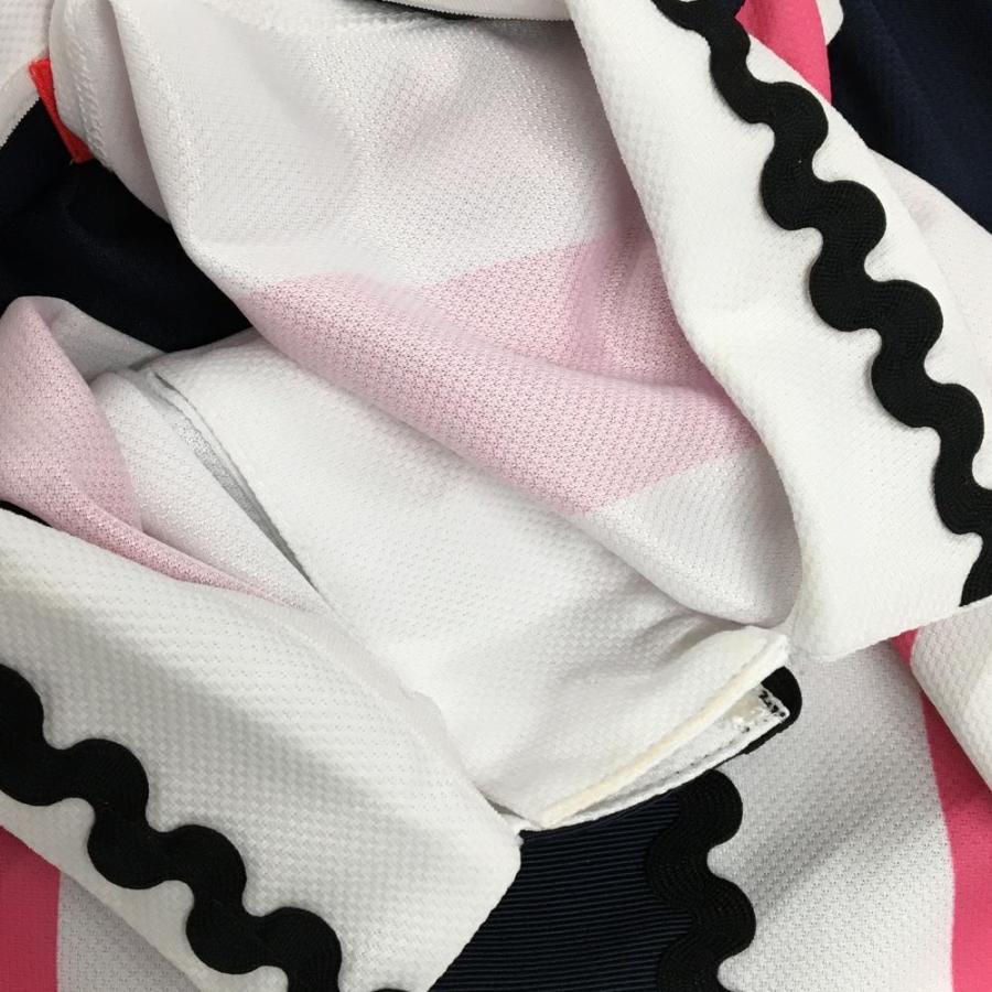 archivio（アルチビオ） ノースリーブポロシャツ 白×ピンク×ネイビー