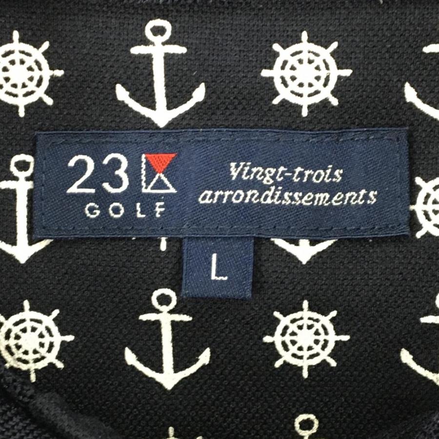 23区GOLF 23区ゴルフ 半袖ポロシャツ ネイビー×白 胸ロゴ刺しゅう