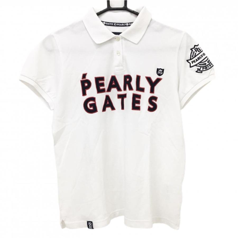 日本製】 PEARLY GATES ポロシャツ M ホワイト/ネイビー 日本製