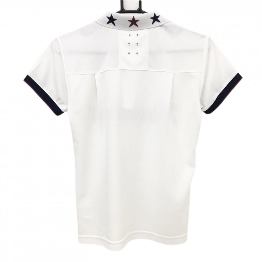 【美品】ラッセルノ 半袖ポロシャツ 白×ネイビー ルチャマスク 襟星 レディース 1(M) ゴルフウェア RUSSELUNO Russeluno（ラッセルノ） 【美品】ラッセルノ 半袖ポロシャツ 白