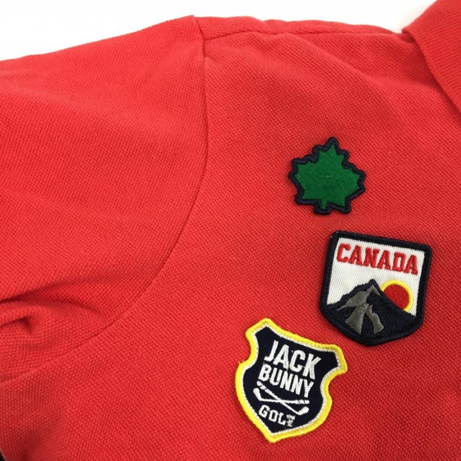 Jack Bunny!!（ジャックバニー） 半袖ポロシャツ レッド×マルチカラー