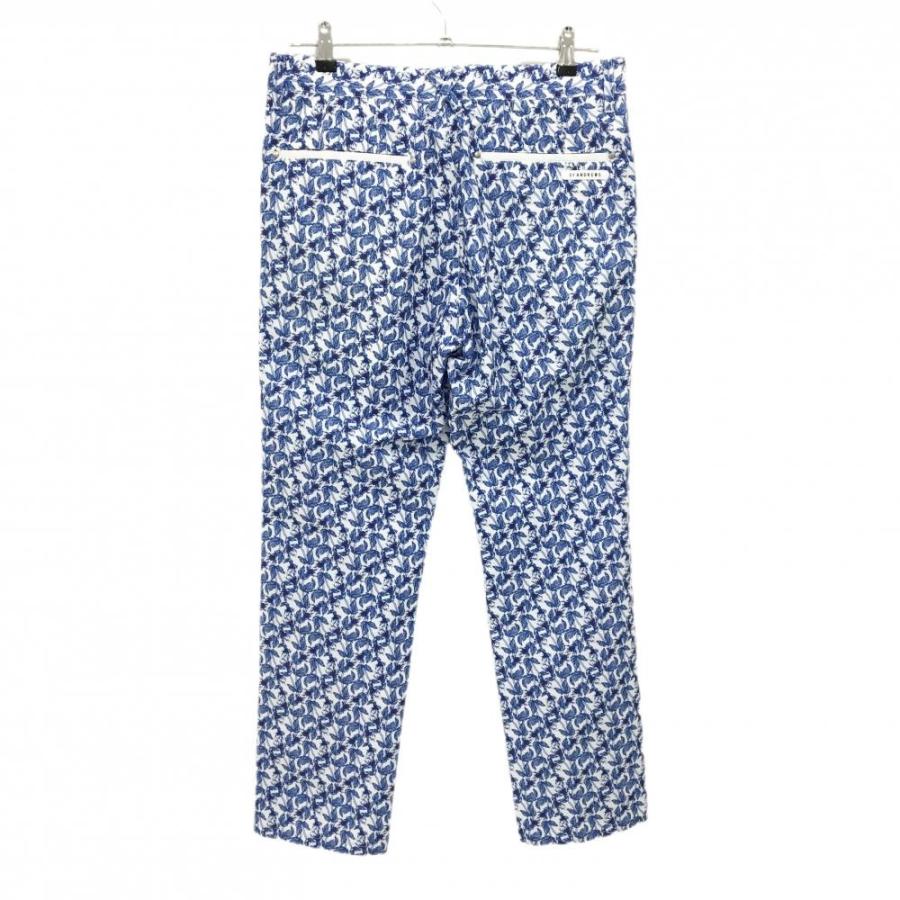 セントアンドリュースメンズ ゴルフパンツ M 新品 St ANDREWS 【超美品】セントアンドリュース パンツ ブルー×白 リーフ