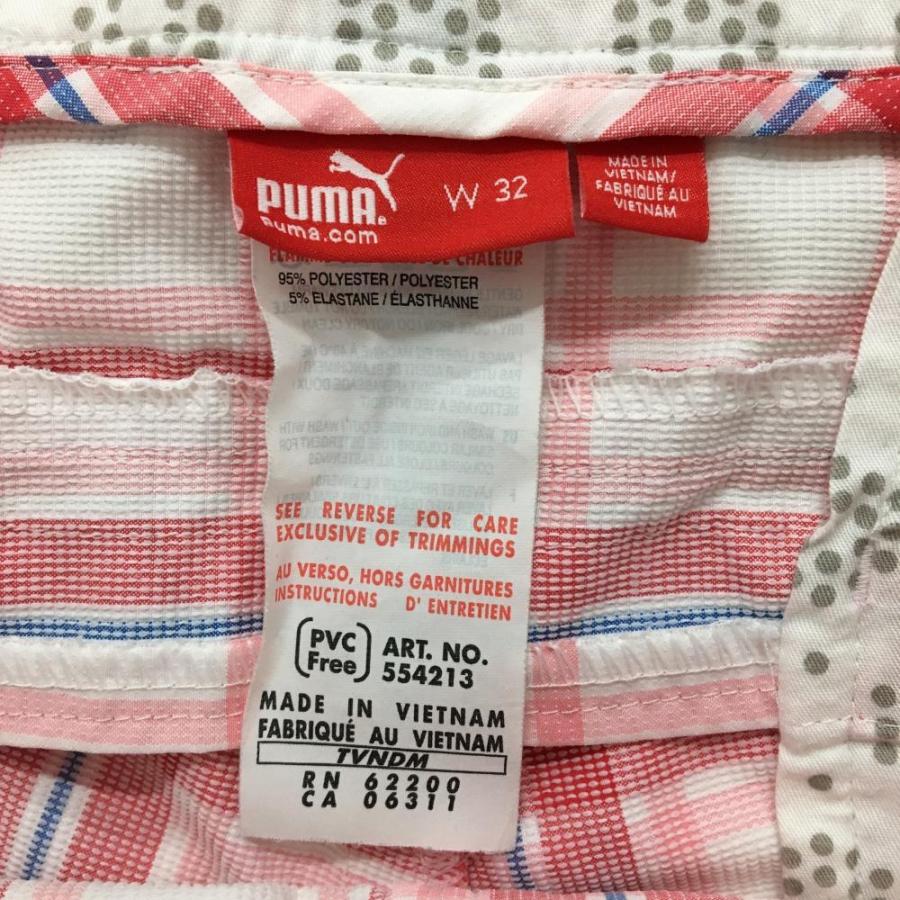 PUMA（プーマ） 【美品】プーマ ハーフパンツ 白×ピンク チェック ロゴ
