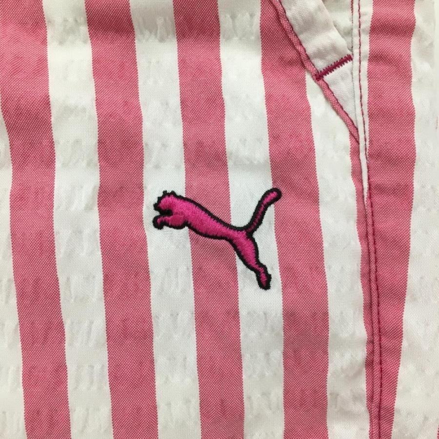 PUMA（プーマ） ハーフパンツ 白×ピンク ストライプ メンズ ゴルフ