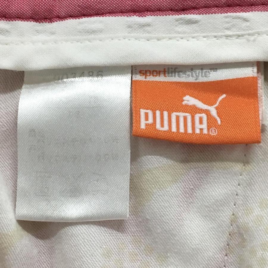 PUMA（プーマ） ハーフパンツ 白×ピンク ストライプ メンズ ゴルフ
