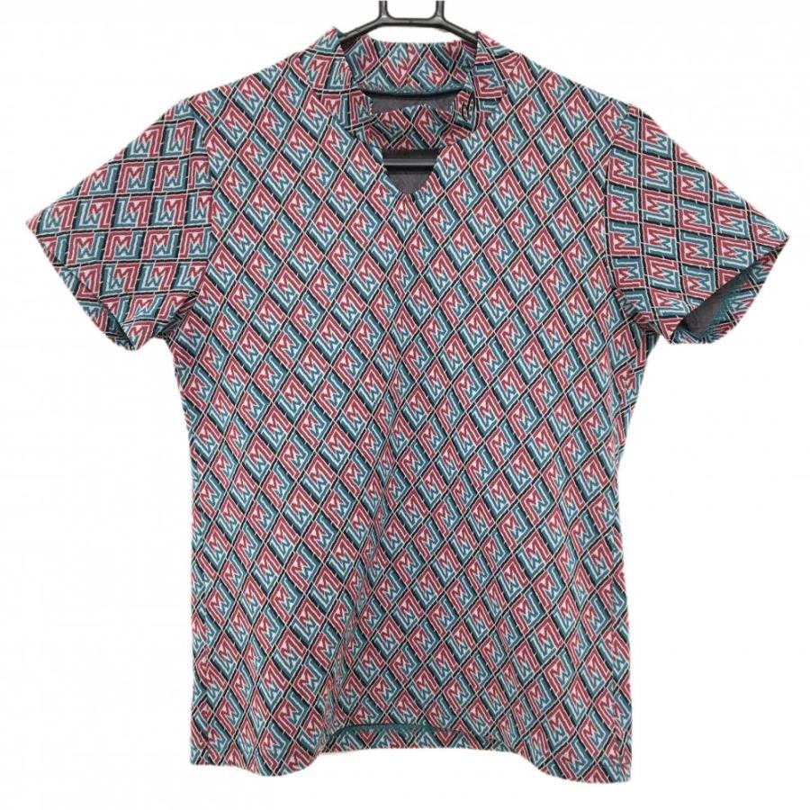 【超美品】マスターバニー 半袖ハイネックシャツ レッド×グリーン  レディース 1(M) ゴルフウェア 2024年モデル MASTER BUNNY EDITION MASTER BUNNY EDITION（マスターバニーエディション） 【超美品