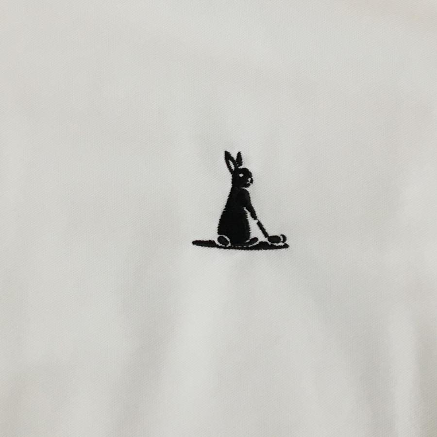 【超美品】エフアールツー 半袖ハイネックシャツ 白×黒 ラビット刺しゅう メンズ L ゴルフウェア #FR2 GOLF 超美品】エフアールツー 半袖ハイネックシャツ 白×黒 ラビット刺しゅう