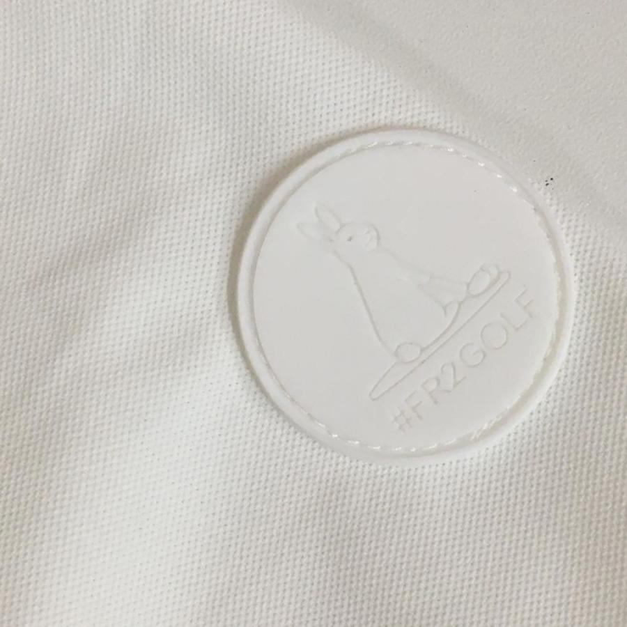 【超美品】エフアールツー 半袖ハイネックシャツ 白×黒 ラビット刺しゅう メンズ L ゴルフウェア #FR2 GOLF 超美品】エフアールツー 半袖ハイネックシャツ 白×黒 ラビット刺しゅう