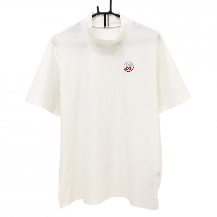 【超美品】ジーフォア 半袖ハイネックシャツ 白系×レッド×ライトグレー 胸ロゴ刺しゅう メンズ 3(XL) ゴルフウェア G/FORE G/FORE（ジーフォア） 【超美品】ジーフォア 半袖ハイネックシャツ