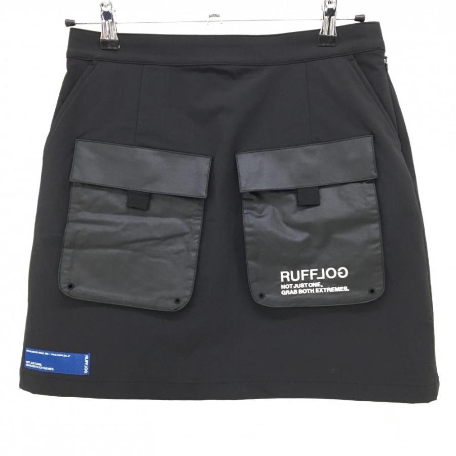 ラフロッグ　黒 レディースゴルフラップスカート 新品 RUFFLOG（ラフロッグ） 【新品】ラフロッグ スカート 黒 前異素材