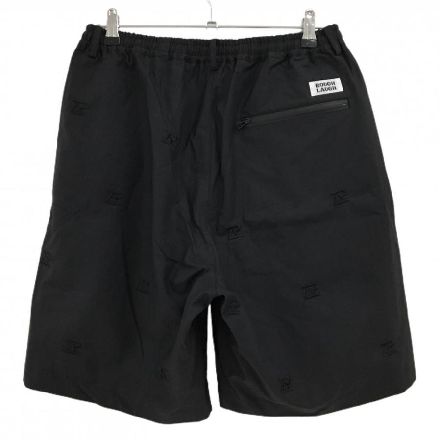 超美品】ラフラフ ハーフパンツ 黒 刺しゅう総柄 ラフロッグ メンズ XL