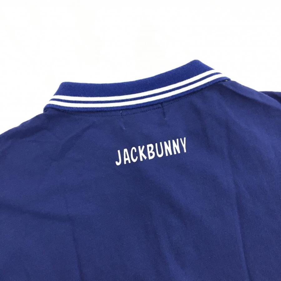 Jack Bunny!!（ジャックバニー） 半袖ポロシャツ ネイビー×白 ヤシの木
