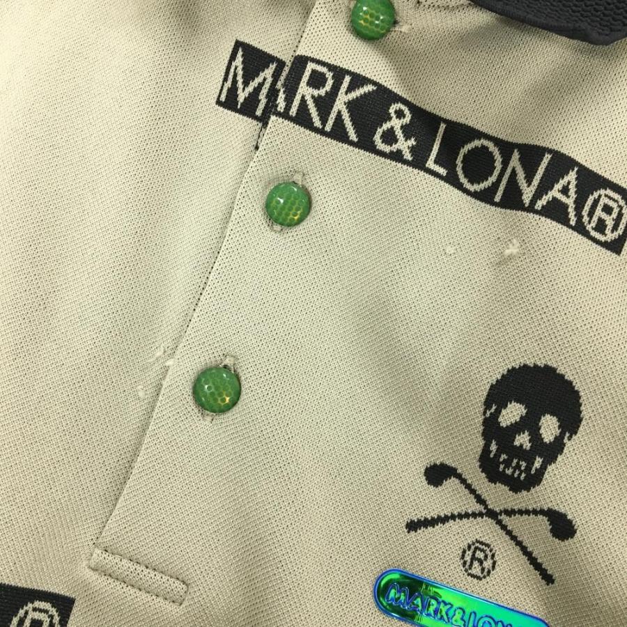 MARK&LONA（マークアンドロナ） 半袖ポロシャツ グレージュ×黒 スカル