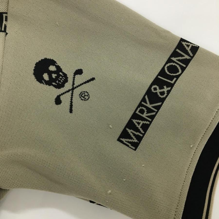 MARK&LONA（マークアンドロナ） 半袖ポロシャツ グレージュ×黒 スカル