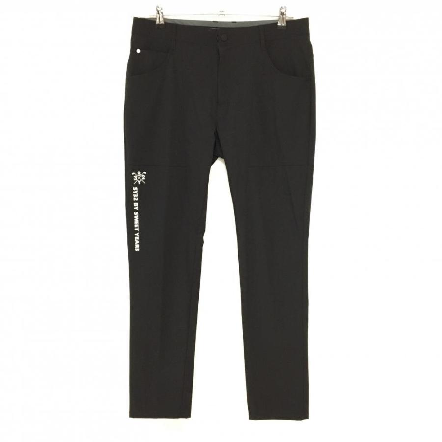【美品】SY32 ナイロンパンツ 黒 ストレッチ ロゴ白  メンズ L ゴルフウェア SY32 BY SWEET YEARS SY32 by SWEET YEARS（エスワイサーティトゥバイスィートイヤーズ