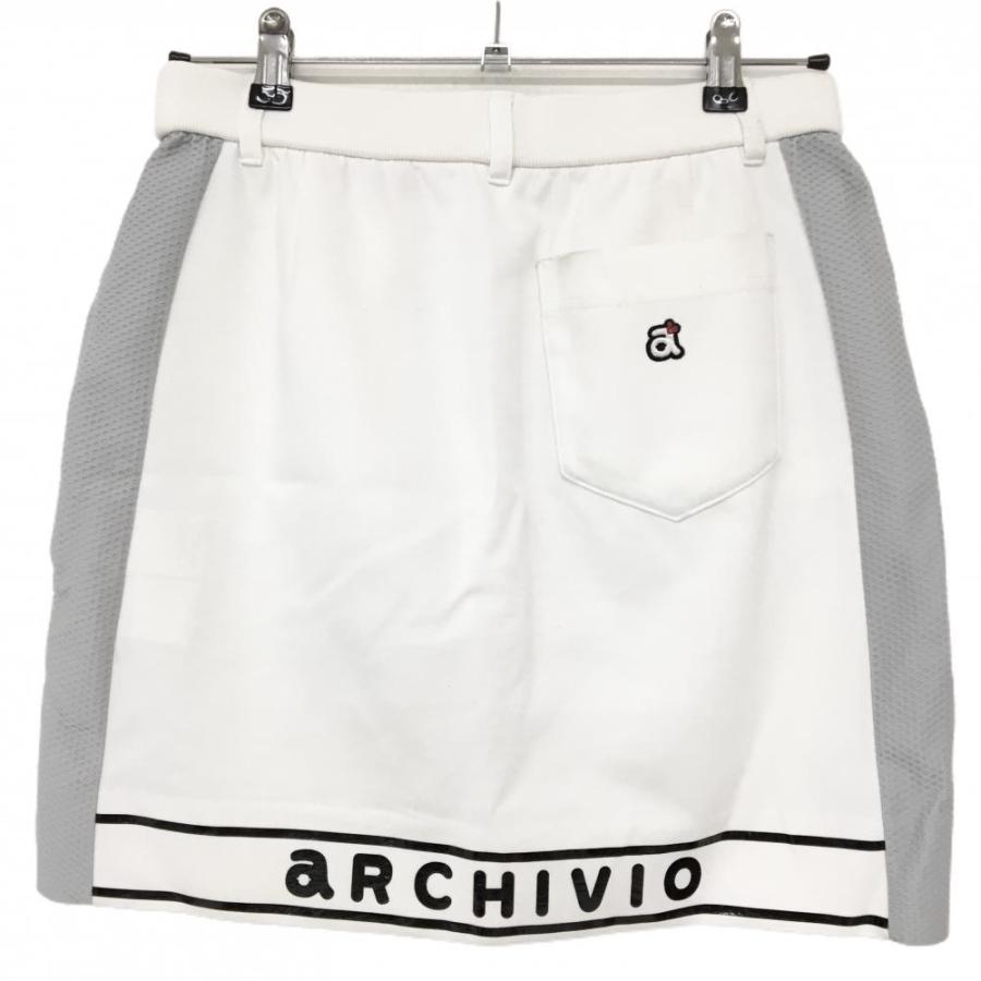 archivio（アルチビオ） スカート 白×グレー サイド切替 裾ロゴ