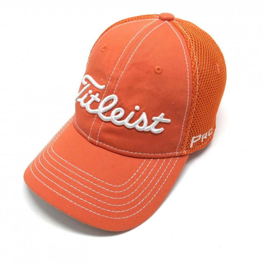 Titleist ゴルフキャップ ホワイト オレンジ Titleist（タイトリスト） 【美品】タイトリスト キャップ オレンジ×白