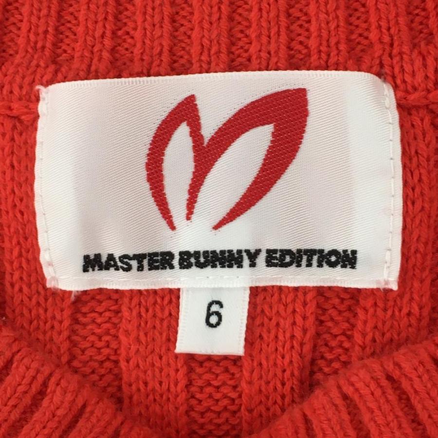 【超美品】マスターバニー ニットベスト レッド 胸元ワッペン コットン・カシミヤ混 メンズ 6(XL) ゴルフウェア MASTER BUNNY EDITION MASTER BUNNY EDITION（マスターバニーエディション） 【超美品