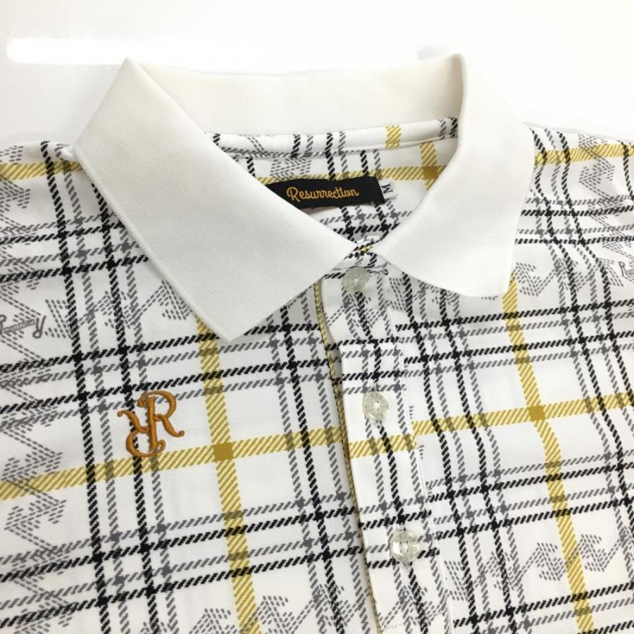 Resurrection 【美品】レザレクション 半袖ポロシャツ 白×黒 格子