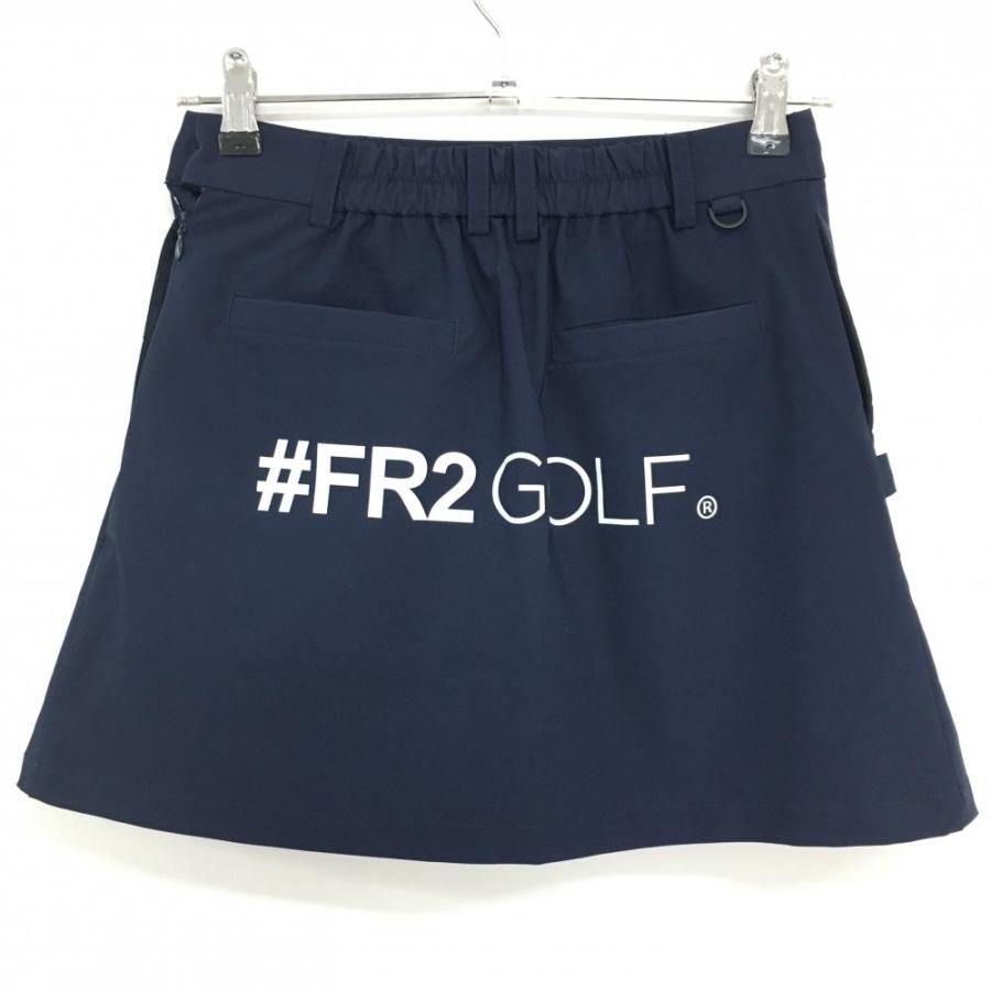 【美品】エフアールツー スカート ネイビー 後ロゴプリント 内側インナーパンツ レディース M ゴルフウェア #FR2 GOLF 美品】エフアールツー スカート ネイビー 後ロゴプリント 内側インナー