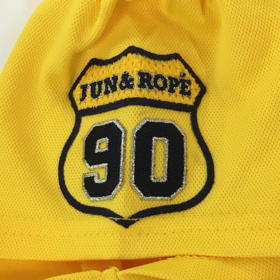 【レア】JUN ＆ ROPE ジュンアンドロペ ラッセルボアワンピースM JUN&ROPE'（ジュンアンドロペ） 半袖ポロワンピース イエロー 袖ロゴ