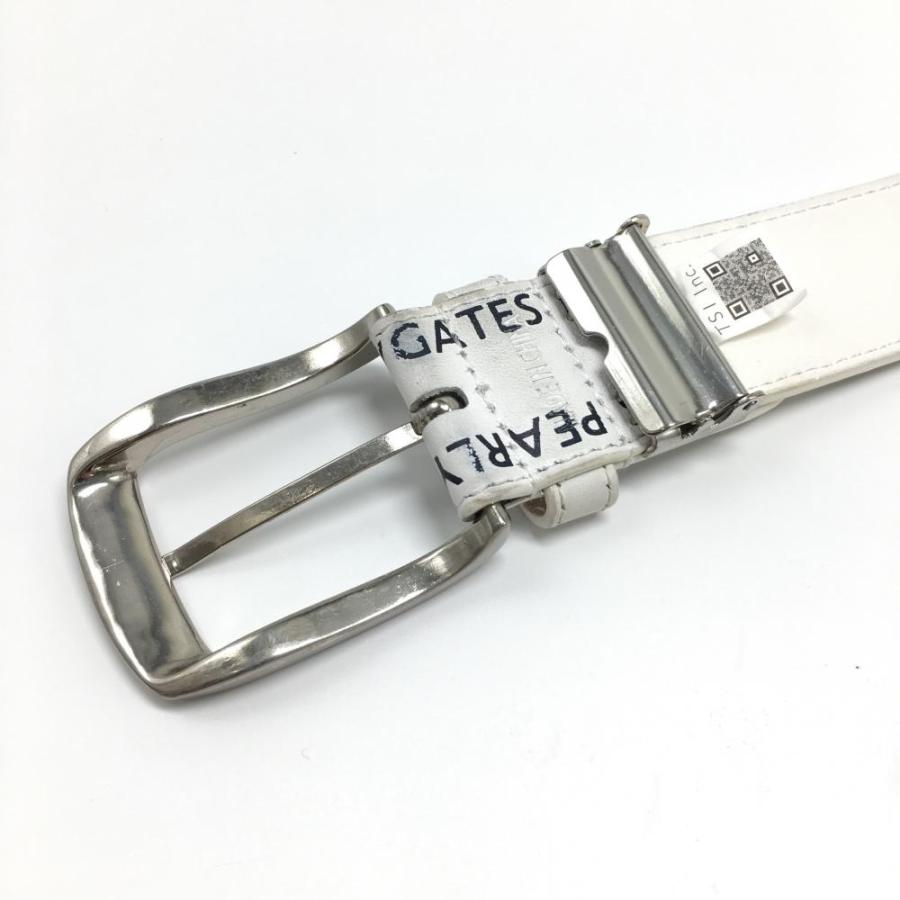 PEARLY GATES ベルト ロゴテープ ホワイト ネイビー PEARLY GATES（パーリーゲイツ） ベルト 白×ネイビー ロゴ総柄
