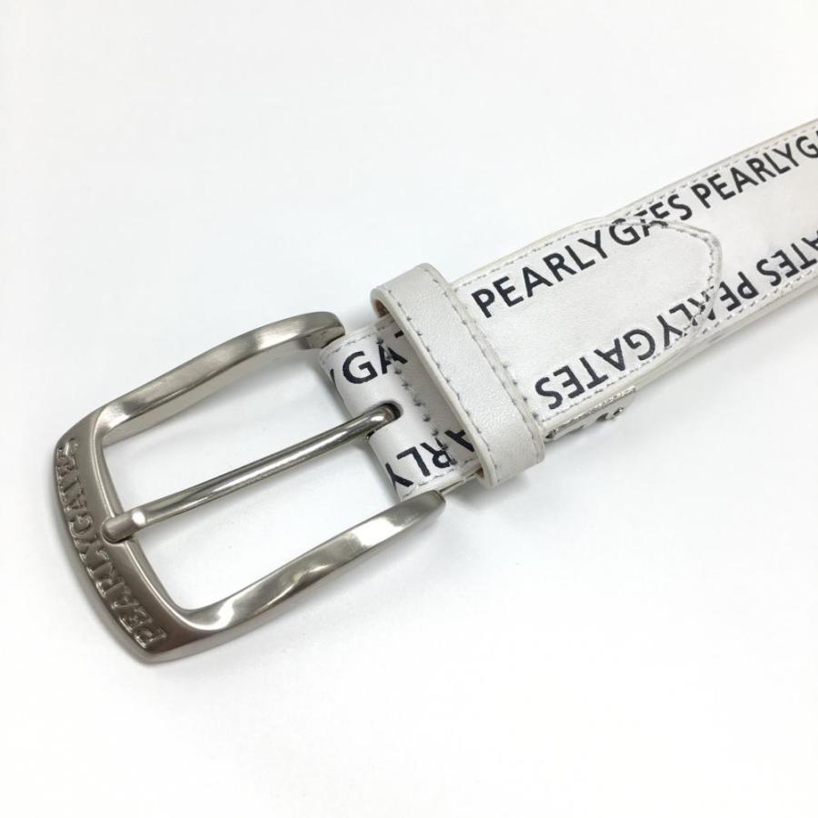 PEARLY GATES（パーリーゲイツ） ベルト 白×ネイビー ロゴ総柄