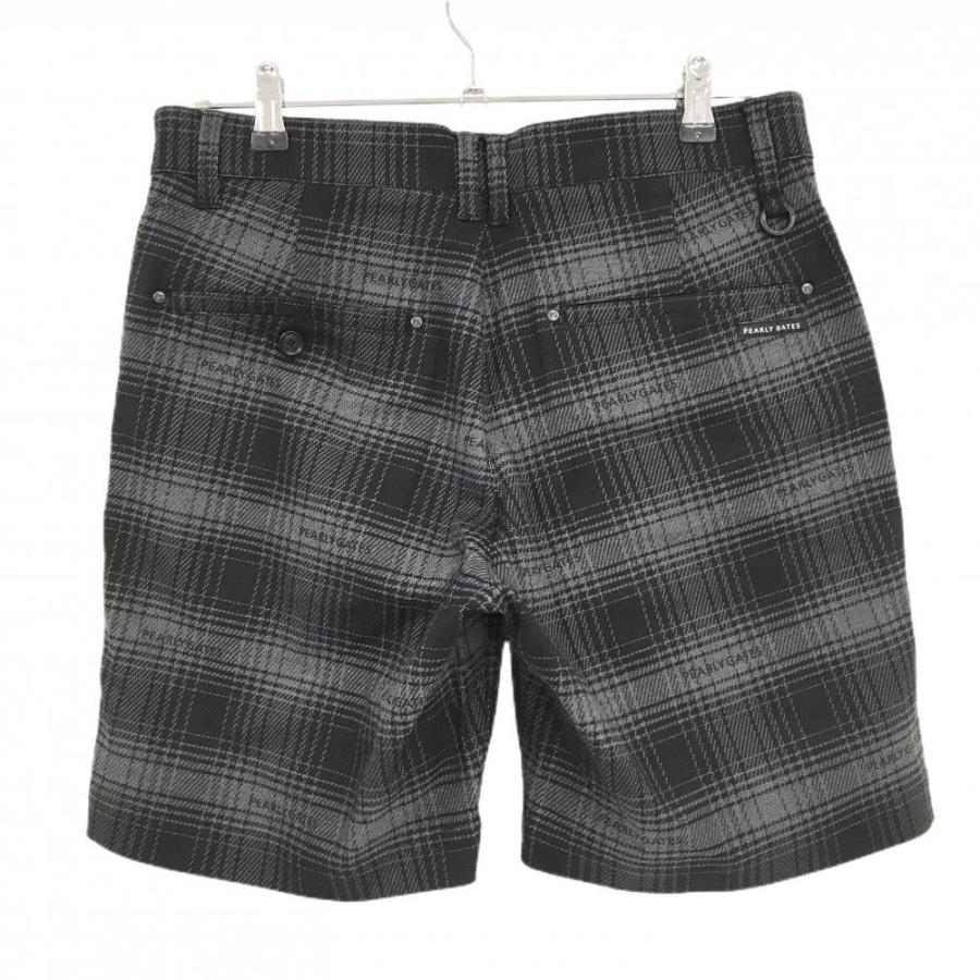 【超美品】パーリーゲイツ ハーフパンツ 黒×グレー チェック ロゴ刺しゅう メンズ 4(M) ゴルフウェア PEARLY GATES PEARLY GATES（パーリーゲイツ） 【超美品】パーリーゲイツ ハーフ