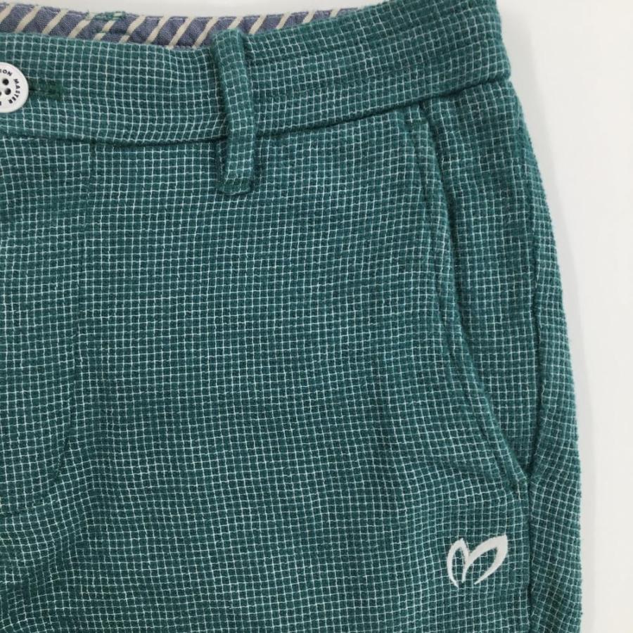【美品】マスターバニー パンツ ブルーグリーン系×白 格子柄地模様 ウエスト調整紐 メンズ 4(M) ゴルフウェア MASTER BUNNY EDITION MASTER BUNNY EDITION（マスターバニーエディション） 【美品