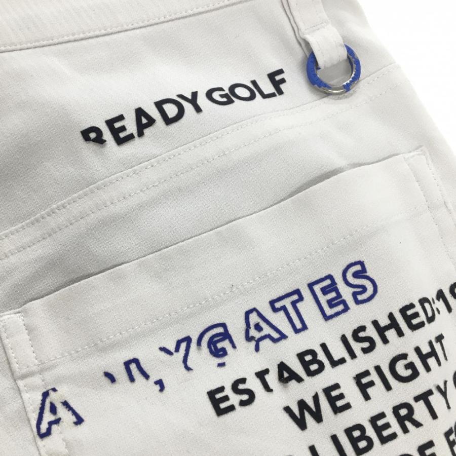 新品 パーリーゲイツ ハーフパンツ 筆記体ロゴ ホワイト Mサイズ（4） PEARLY GATES（パーリーゲイツ） ハーフパンツ ロゴ刺しゅうブルー 白