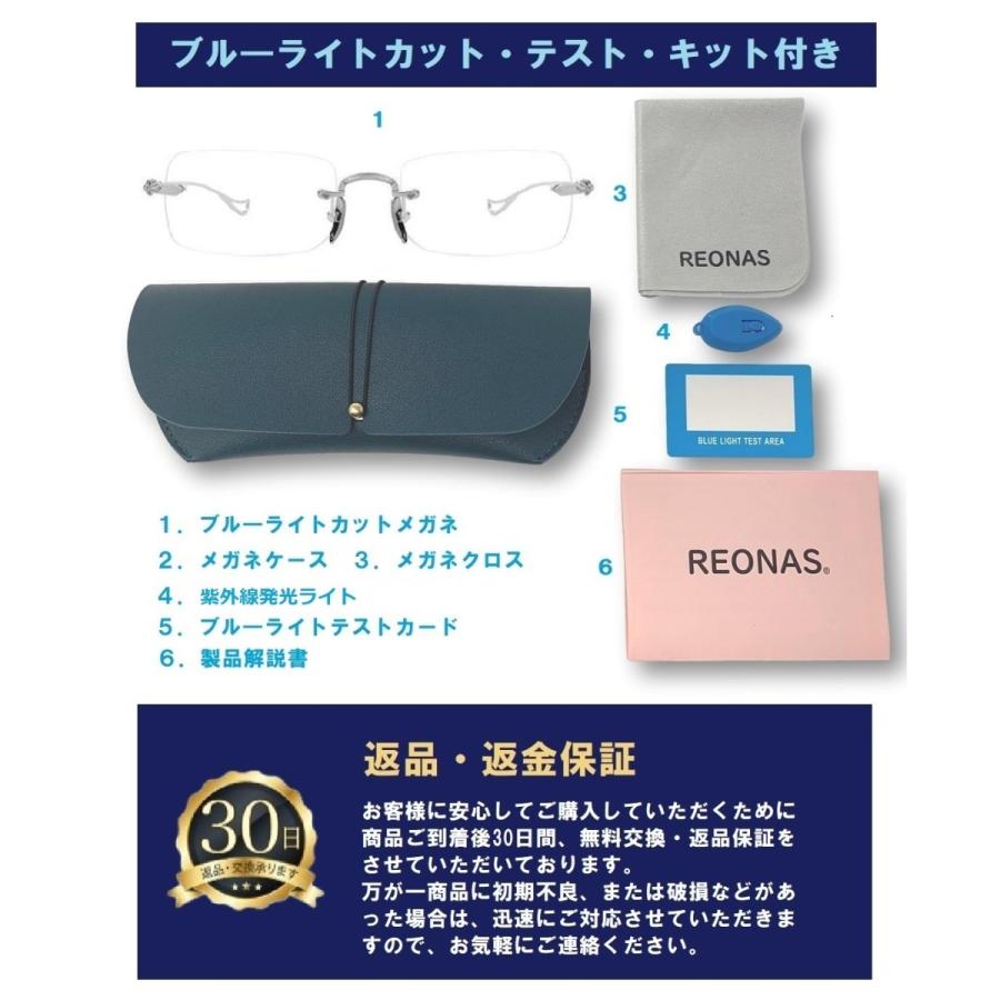 REONAS リムレス ブルーライトカットメガネ + 調光 変色 機能レンズ