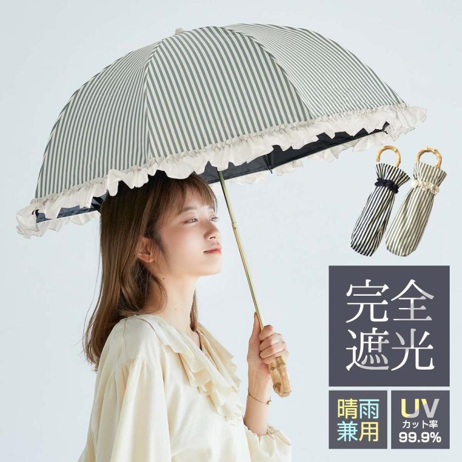 折りたたみ傘　晴雨兼用　UVカット　ストライプ  超撥水