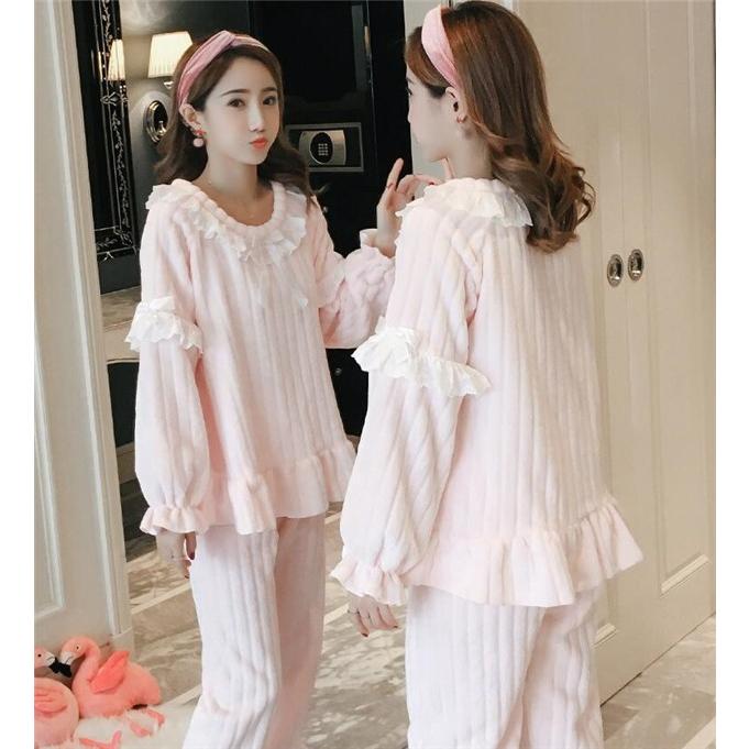 パジャマ レディース 人気 リボン 厚手 上下セット フラノ 気持ちいい 冬 秋 ファション レース プルオーバー ズボン ガウン ネグリジェ ボトムス ワイドパンツ Eternal One0363 レオレオ 通販 Yahoo ショッピング