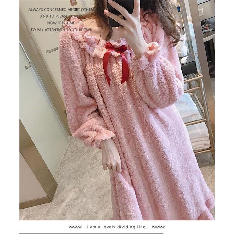 ネグリジェ レディース 可愛い 厚手 ワンピース ドレス 気持ちいい 冬 秋 フラノ ワンピース フランネル 部屋着 トップス プルオーバー 学生 蝶結び Eternal One0366 レオレオ 通販 Yahoo ショッピング