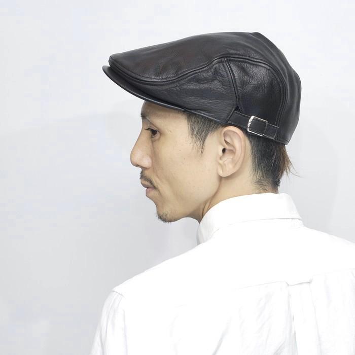 ハンチング メンズ レザー 黒 ブラック 日本製 大きいサイズ 小さいサイズ S M L XL EDHAT エドハット 帽子 本革 牛革｜rep-hat｜02