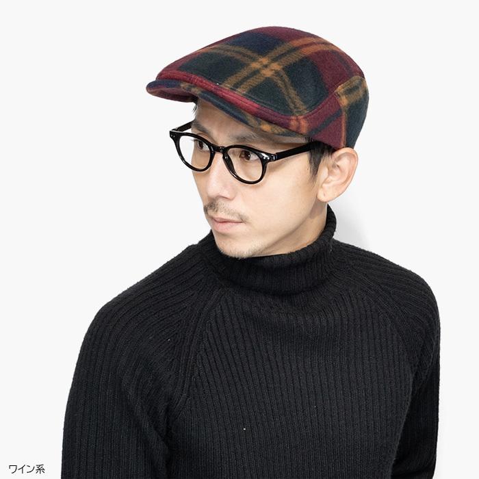 EDHAT エドハット 日本製 ハンチング フリース チェック つば 長い