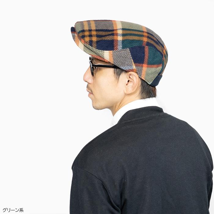EDHAT エドハット 日本製 ハンチング フリース チェック つば 長い