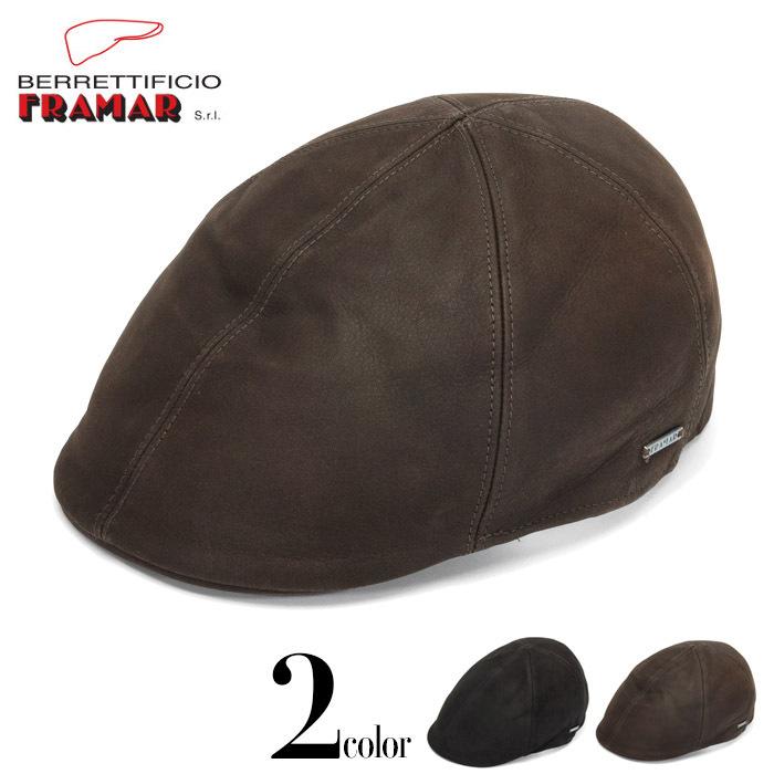 FRAMAR フラマー イタリア製 ハンチング 6パネル レザー 本革 シープスキン ブラック 黒 ブラウン 鳥打帽 紳士帽 大きいサイズ 小さいサイズ ギフト