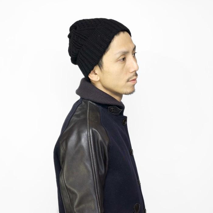 送料無料】SEANWOOL ニット帽 ウール 日本製 ブラック 黒 チャコール