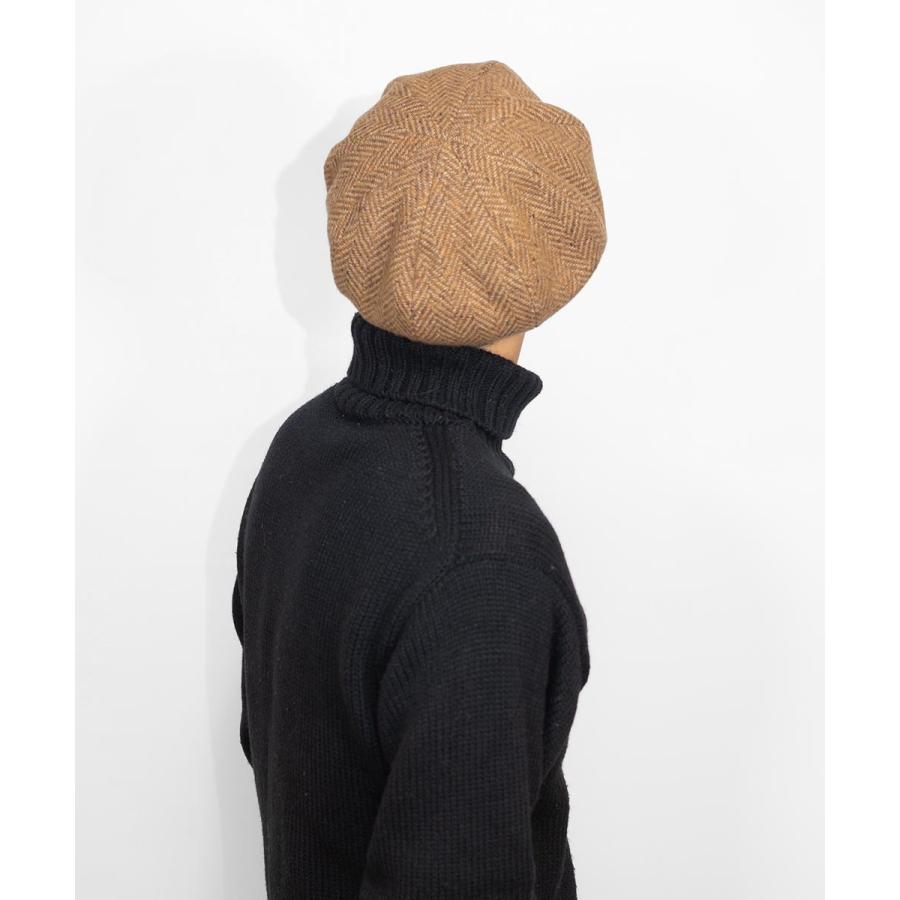 ベレー 大柄 ウール ヘリンボーン ツイード ゆったり 大きめ
