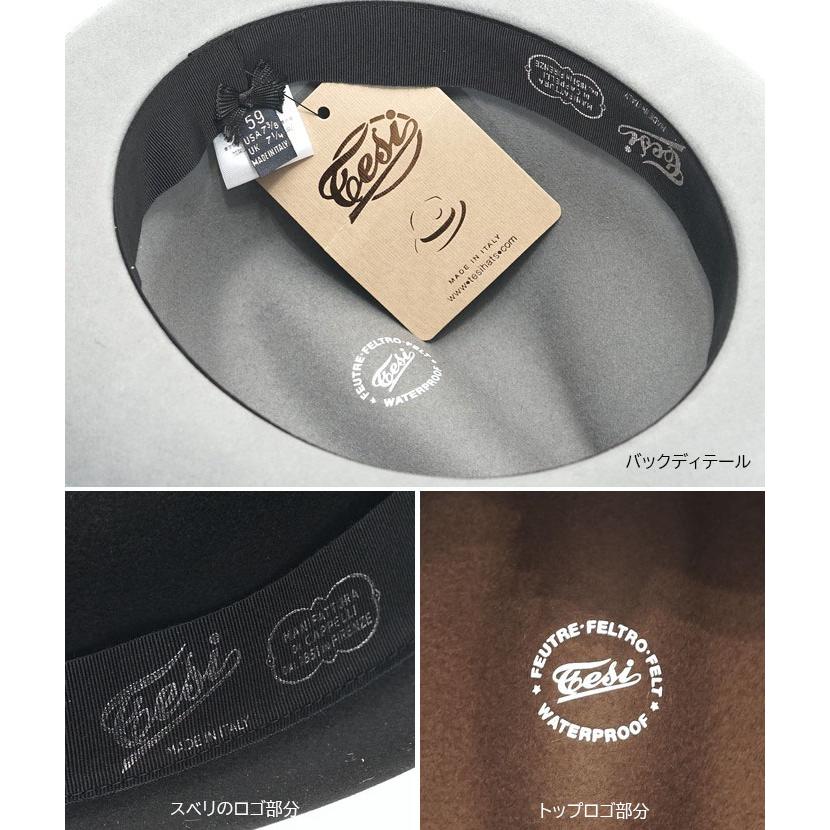 tesi（テシ） イタリア製 つば 短い ビーバー ファー フェルト 中折れ